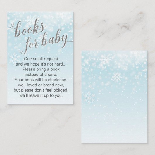Winter Snowflake Blue Baby Boy Shower Book Request Informatiekaartje (Voorkant / Achterkant)
