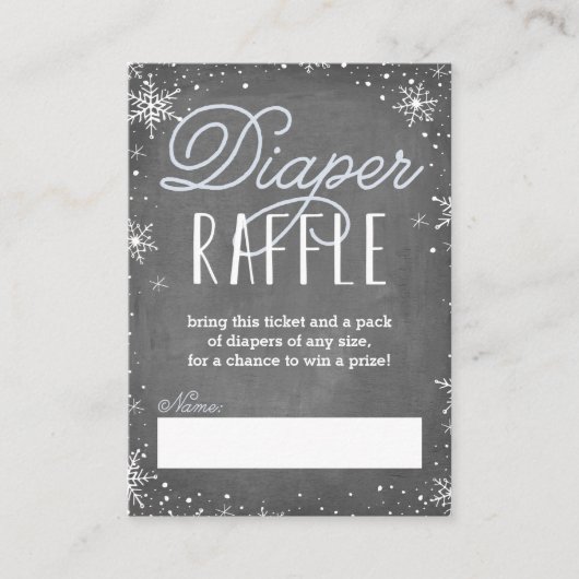 Winter Snowflake Blue Baby Diaper Raffle Ticket Informatiekaartje (Voorkant)
