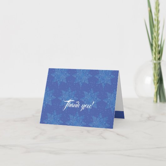 Winter Snowflake Blue Gepersonaliseerd Note Card Bedankkaart (Voorkant)
