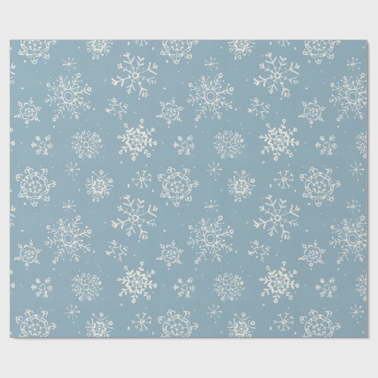 Winter Snowflake Blue Waterverf Cadeaupapier (Vlak)