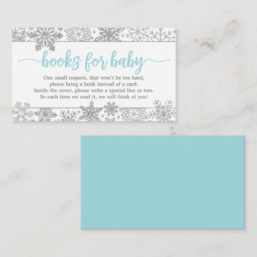 Winter Snowflake Book Request Baby shower Informatiekaartje (Voorkant / Achterkant)