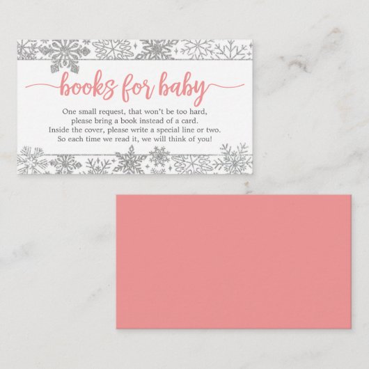 Winter Snowflake Book Request Baby shower Informatiekaartje (Voorkant / Achterkant)