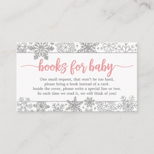 Winter Snowflake Book Request Baby shower Informatiekaartje (Voorkant)