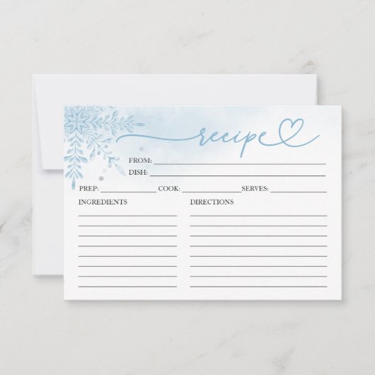 Winter Snowflake Bridal Shower Shower Recipe Cards (Voorkant)