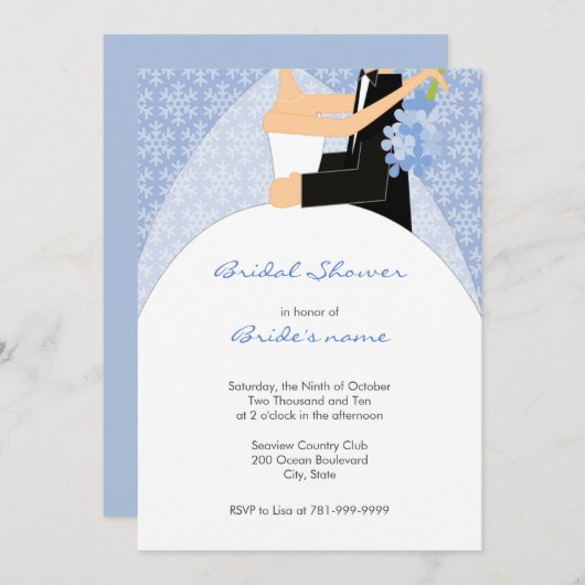 Winter Snowflake Bridal Shower-uitnodigingen Kaart (Voorkant / Achterkant)