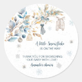 Winter Snowflake Clothesline Round Favor Stickers (Voorkant)