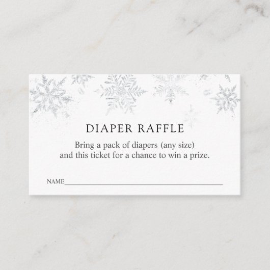 Winter Snowflake Diaper Raffle Ticket Informatiekaartje (Voorkant)