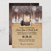 Winter Snowflake Forest  Lantern Wedding Kaart (Voorkant / Achterkant)