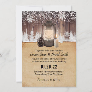 Winter Snowflake Forest  Lantern Wedding Kaart