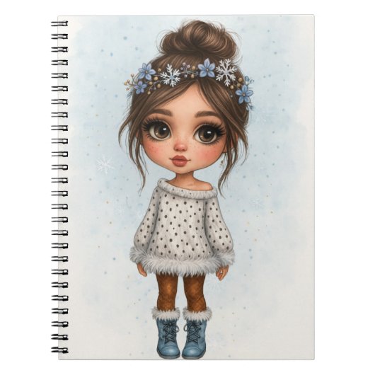 Winter Snowflake Girl Notebook  Notitieboek (Voorkant)