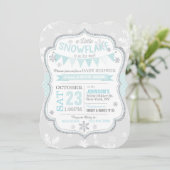 Winter Snowflake Glitter Baby shower Uitnodiging (Staand voorkant)