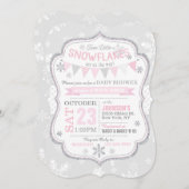 Winter Snowflake Glitter Baby shower Uitnodiging (Voorkant / Achterkant)