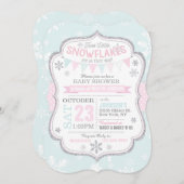Winter Snowflake Glitter Twins Baby shower Kaart (Voorkant / Achterkant)