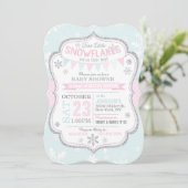 Winter Snowflake Glitter Twins Baby shower Kaart (Staand voorkant)