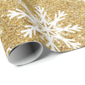 Winter Snowflake Gold Glitter Kerstmis Cadeaupapier (Rol Hoek)