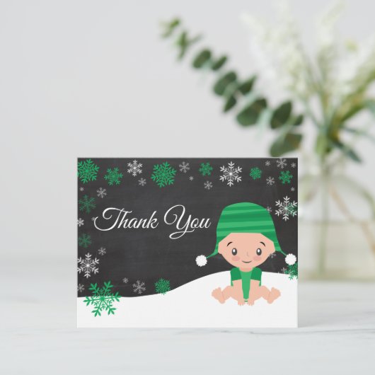 Winter Snowflake Green Dank u wel Bedankkaart (Staand voorkant)