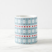 Winter Snowflake Hearts Designer Coffee Mok (Center)