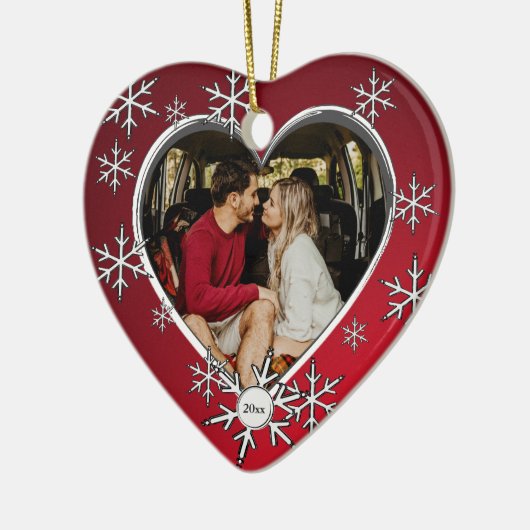 Winter Snowflake Lijst Red Keramisch Ornament (Links)