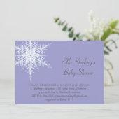 Winter Snowflake Lila Baby shower Kaart (Staand voorkant)