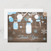 Winter Snowflake Mason Jar Blue Hartelijk dank Bedankkaart (Voorkant / Achterkant)
