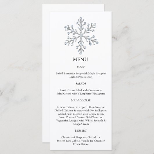 Winter Snowflake Menu (wit) (Voorkant / Achterkant)
