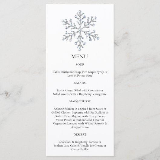 Winter Snowflake Menu (wit) (Voorkant)