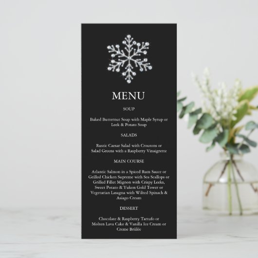 Winter Snowflake Menu (zwart) (Staand voorkant)