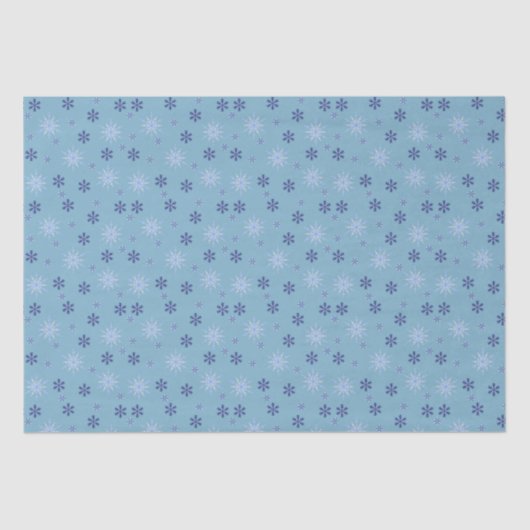Winter Snowflake Patroon Blauw Tissuepapier (Voorkant)