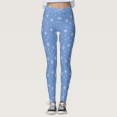 Winter Snowflake Pattern Light Blue Kerstmis Leggings (Voorkant)