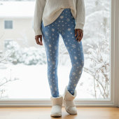 Winter Snowflake Pattern Light Blue Kerstmis Leggings