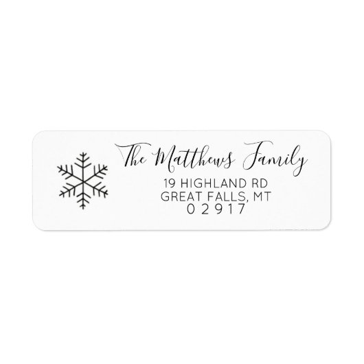 Winter Snowflake Return Address Label Sticker (Voorkant)