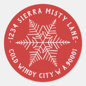 Winter Snowflake Return-adres Ronde Sticker (Voorkant)
