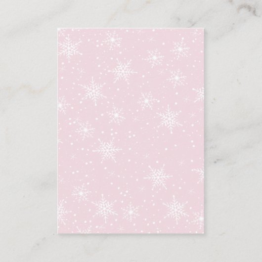 Winter Snowflake Roze Baby Luier Raffle Ticket Informatiekaartje (Achterkant)