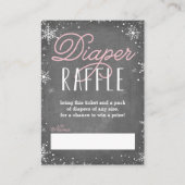Winter Snowflake Roze Baby Luier Raffle Ticket Informatiekaartje (Voorkant)
