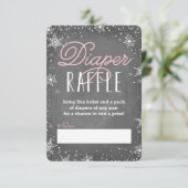 Winter Snowflake Roze Baby Luier Raffle Ticket Kaart (Staand voorkant)