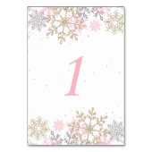 Winter Snowflake Roze en goudBaby shower Tabel N Kaart (Achterkant)