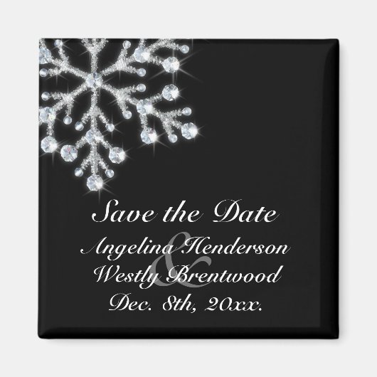 Winter Snowflake Save the Date Magnet Magneet (Voorkant)