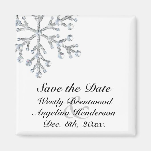 Winter Snowflake Save the Date Magnet Magneet (Voorkant)