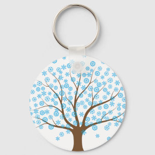 Winter Snowflake Tree Button Sleutelhanger