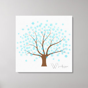 Winter Snowflake Tree Canvas Afdruk