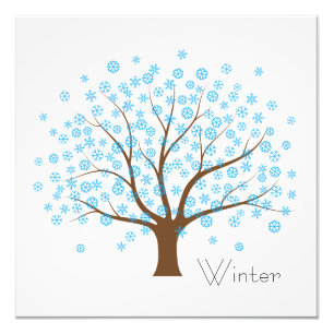 Winter Snowflake Tree Foto Afdruk