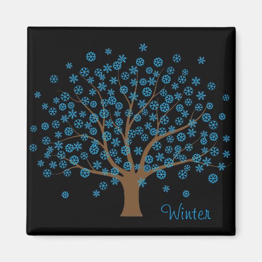 Winter Snowflake Tree Magnet Magneet (Voorkant)