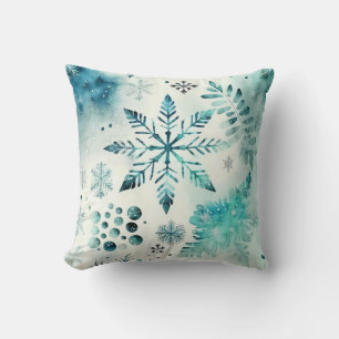 Winter Snowflake Turquoise en witte kerst Kussen