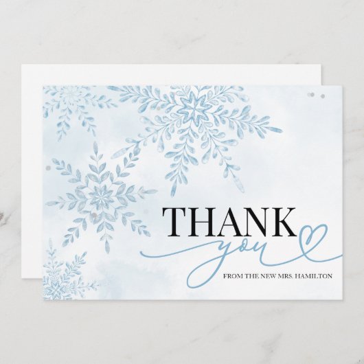 Winter Snowflake Vrijgezellenfeest Dank u kaart (Voorkant / Achterkant)