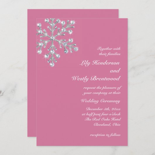 Winter Snowflake Weddenschap Kaart (Voorkant / Achterkant)