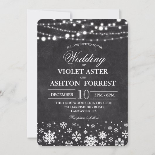 Winter Snowflake Weddenschap Kaart (Voorkant)