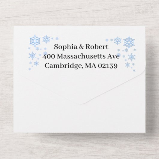 Winter Snowflake Wedding All In One Uitnodiging (Achterkant)