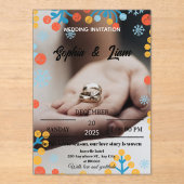 Winter Snowflake Wedding Invitation Acryl Uitnodigingen (Voorkant)