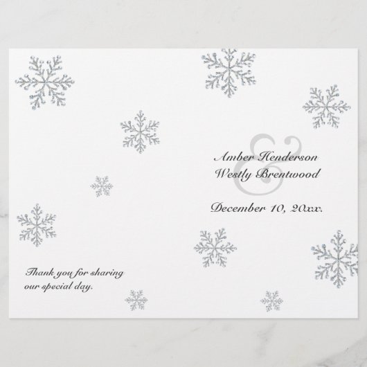 Winter Snowflake Wedding Programme (Voorkant)