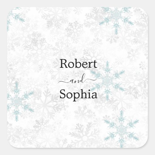 Winter Snowflake Wedding Vierkante Sticker (Voorkant)